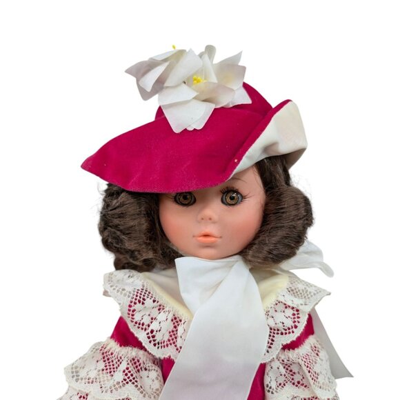Vtg Zanini Zambelli Doll 17" Vinyl Red Velvet Dress Curly Brunette w/ Box ITALY - Picture 4 of 16